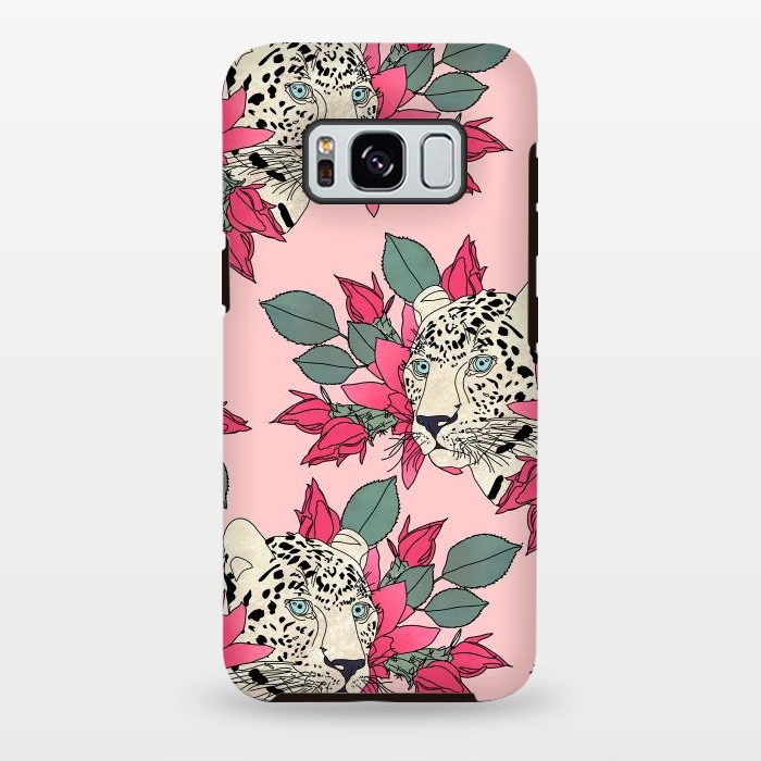 Galaxy S8 plus StrongFit Classy cactus flowers and leopards design by InovArts
