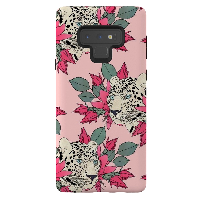 Galaxy Note 9 StrongFit Classy cactus flowers and leopards design by InovArts