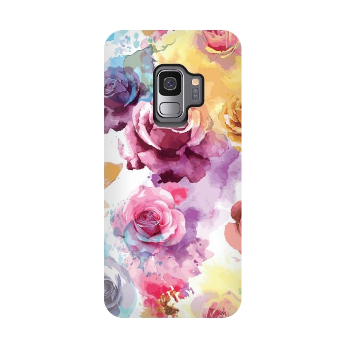 Galaxy S9 StrongFit Watercolor Roses by Bledi