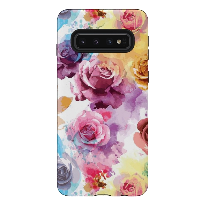 Galaxy S10 StrongFit Watercolor Roses by Bledi
