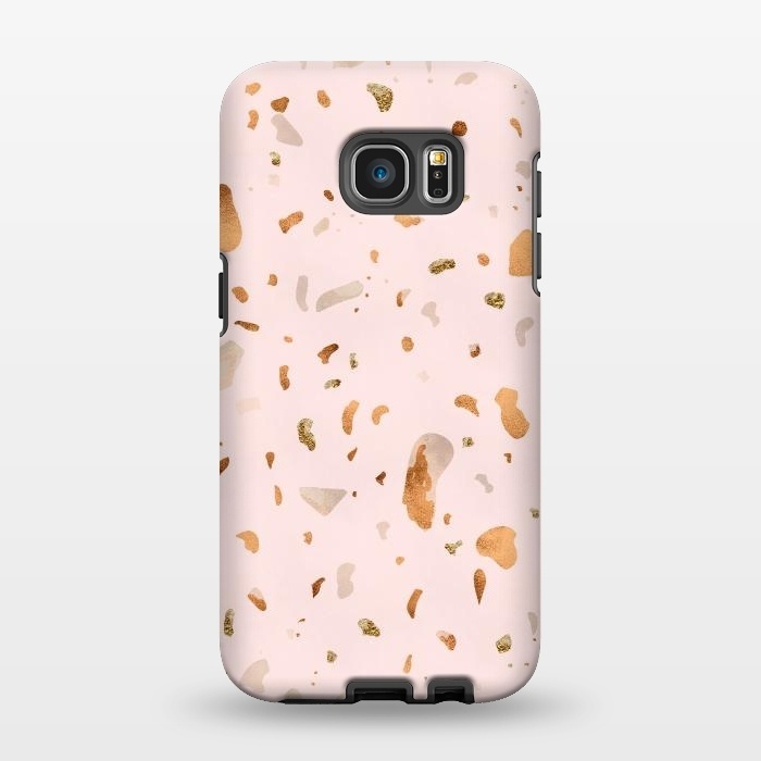 Galaxy S7 EDGE StrongFit Pink terrazzo with gold and copper spots by  Utart