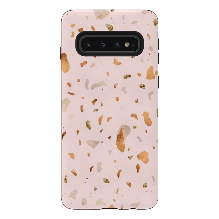 Galaxy S10 StrongFit Pink terrazzo with gold and copper spots by  Utart
