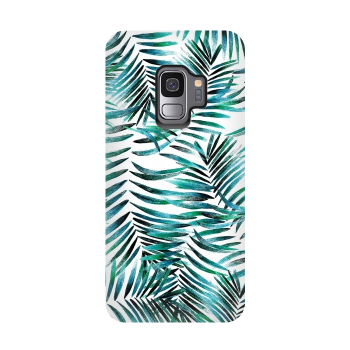 Galaxy S9 StrongFit Brushed tropical palm leaves by Oana 