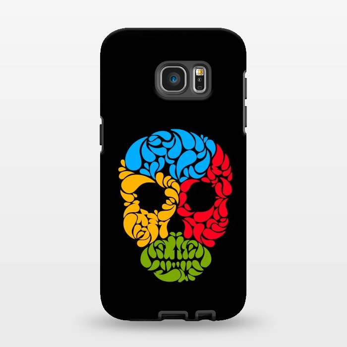 Galaxy S7 EDGE StrongFit floral skull art by TMSarts