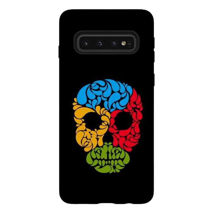 Galaxy S10 StrongFit floral skull art by TMSarts
