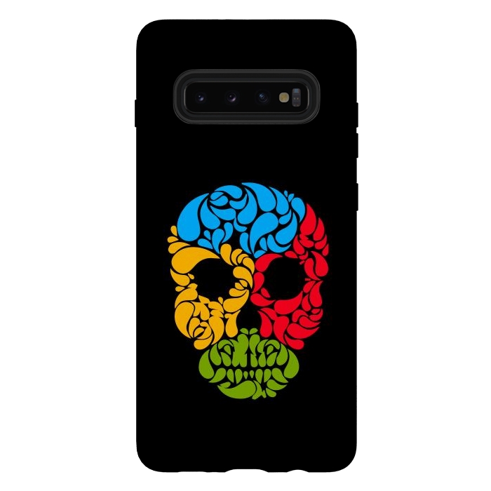 Galaxy S10 plus StrongFit floral skull art by TMSarts