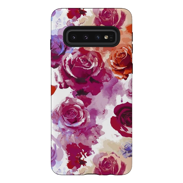Galaxy S10 StrongFit Watercolor Roses 2 by Bledi