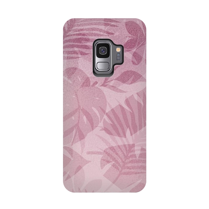 Galaxy S9 StrongFit Blush Tropical Leaves by Andrea Haase