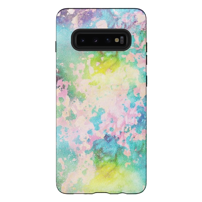 Galaxy S10 plus StrongFit Colorful watercolor painted wall by Oana 
