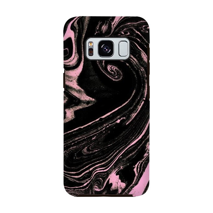 Galaxy S8 StrongFit Dark marble with neon pink spiral by Oana 