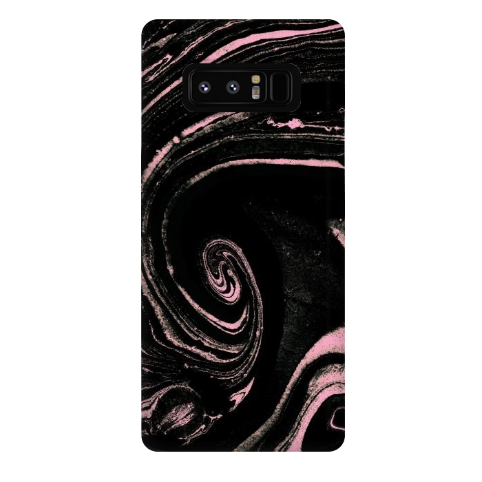 Galaxy Note 8 StrongFit Minimal black pink marble spiral by Oana 