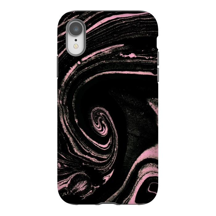 iPhone Xr StrongFit Minimal black pink marble spiral by Oana 