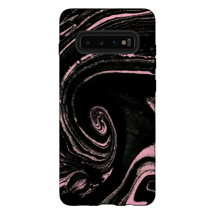 Galaxy S10 plus StrongFit Minimal black pink marble spiral by Oana 