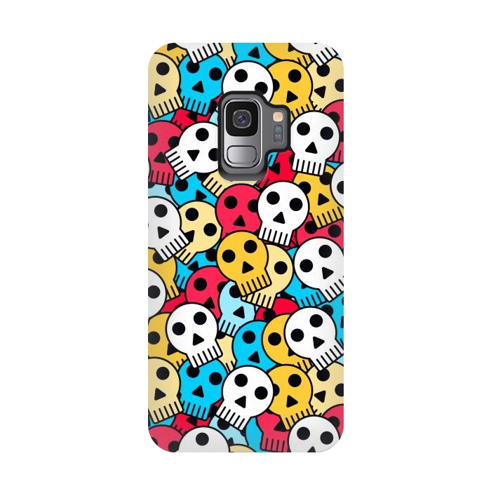 Galaxy S9 StrongFit colorful halloween skulls by TMSarts