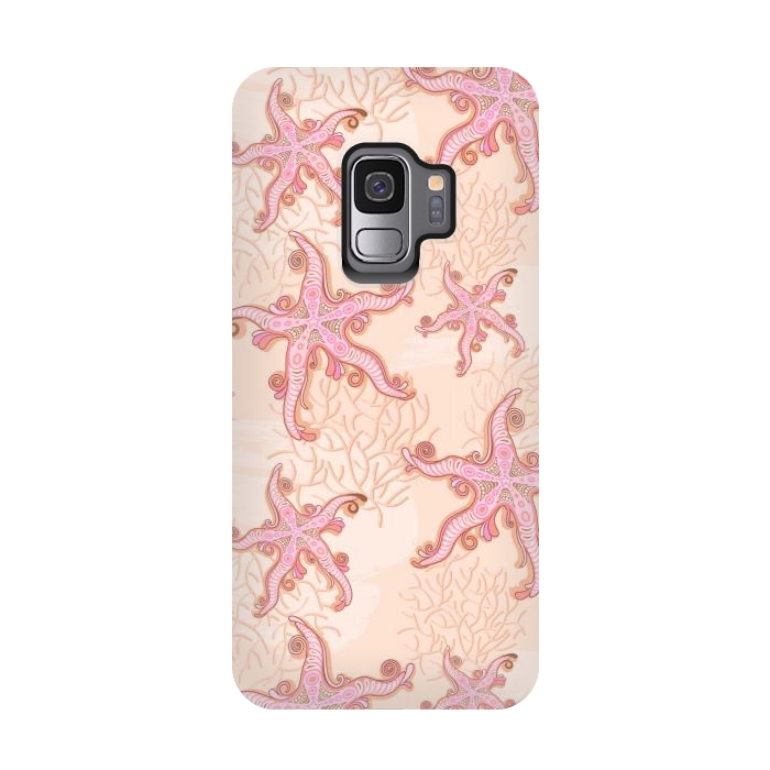 Galaxy S9 StrongFit Starfish and Coral Pink Pastel by BluedarkArt