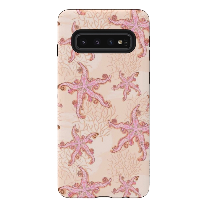 Galaxy S10 StrongFit Starfish and Coral Pink Pastel by BluedarkArt