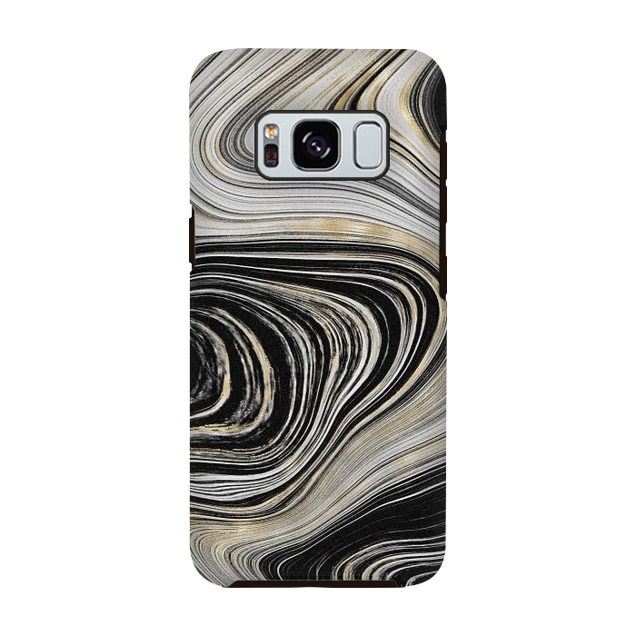 Galaxy S8 StrongFit Black, White & Gold Agate  by CatJello