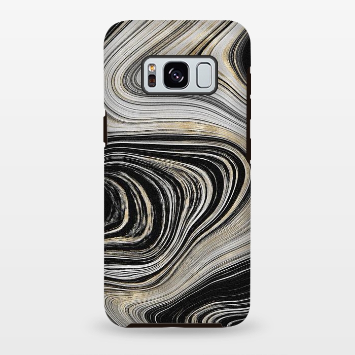 Galaxy S8 plus StrongFit Black, White & Gold Agate  by CatJello