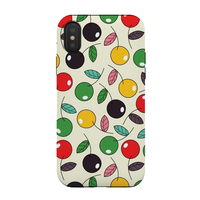 iPhone Xs / X StrongFit colorful cherries by TMSarts