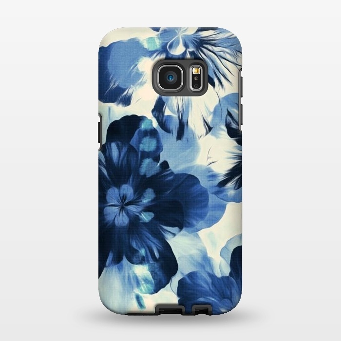 Galaxy S7 EDGE StrongFit Shibori Inspired Indigo Floral by Micklyn Le Feuvre