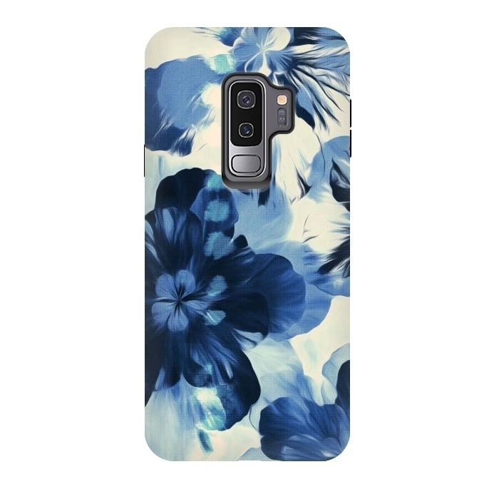 Galaxy S9 plus StrongFit Shibori Inspired Indigo Floral by Micklyn Le Feuvre