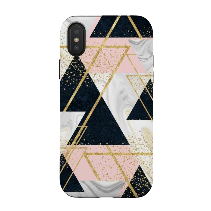 iPhone Xs / X StrongFit Elegant geometric and confetti golden design by InovArts