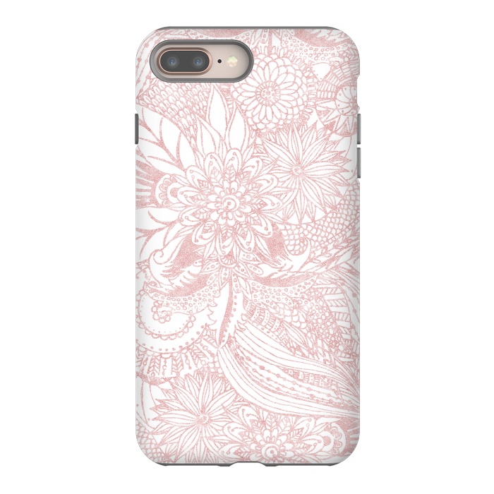 iPhone 7 plus StrongFit Elegant faux rose gold floral mandala design by InovArts