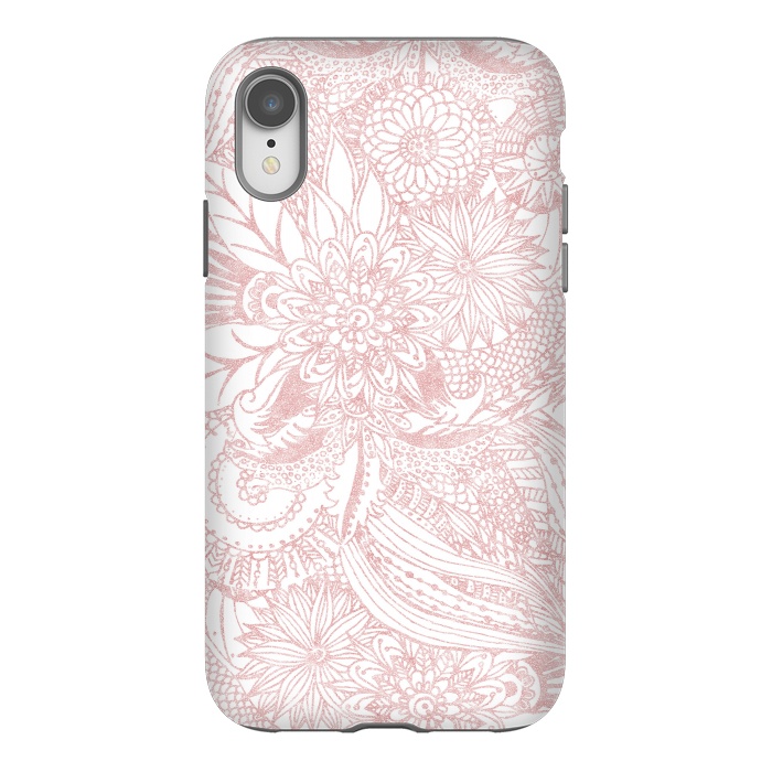 iPhone Xr StrongFit Elegant faux rose gold floral mandala design by InovArts