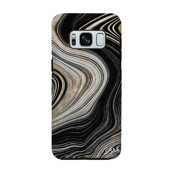 Galaxy S8 StrongFit Trendy Black White and Faux Gold Agate Gem  by  Utart
