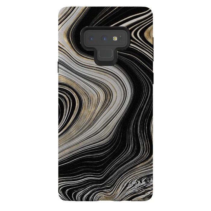 Galaxy Note 9 StrongFit Trendy Black White and Faux Gold Agate Gem  by  Utart