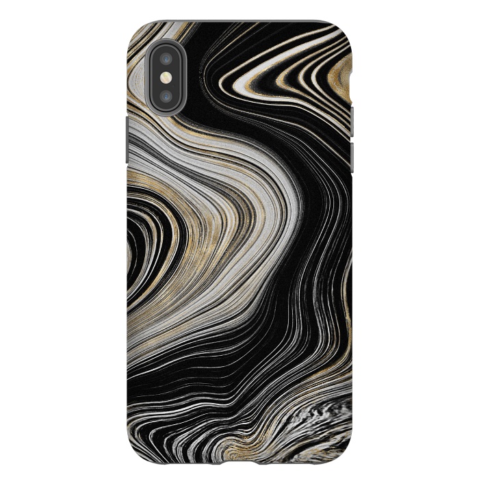 iPhone Xs Max StrongFit Trendy Black White and Faux Gold Agate Gem  by  Utart