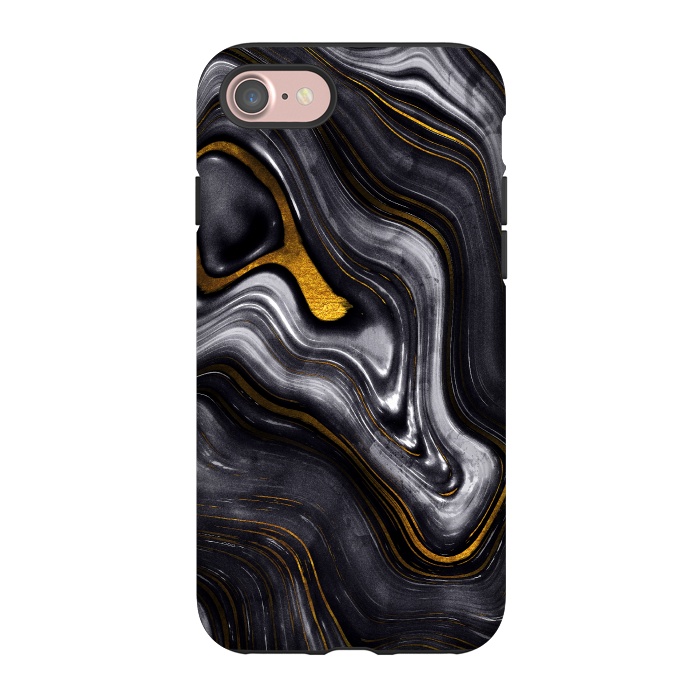 iPhone 7 StrongFit Trend Black White and Faux Gold Malachite Agate  by  Utart