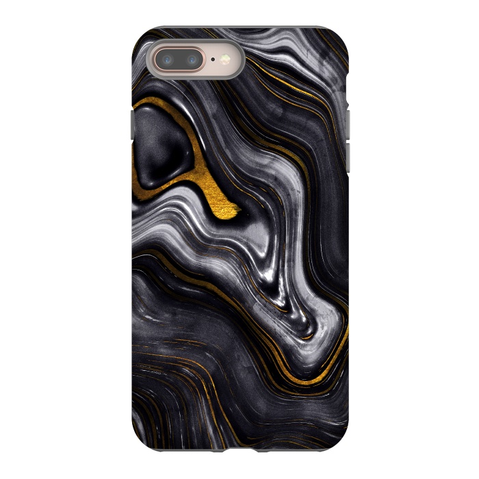 iPhone 7 plus StrongFit Trend Black White and Faux Gold Malachite Agate  by  Utart