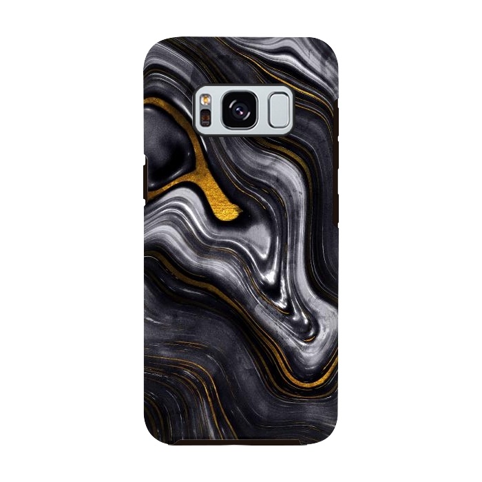 Galaxy S8 StrongFit Trend Black White and Faux Gold Malachite Agate  by  Utart