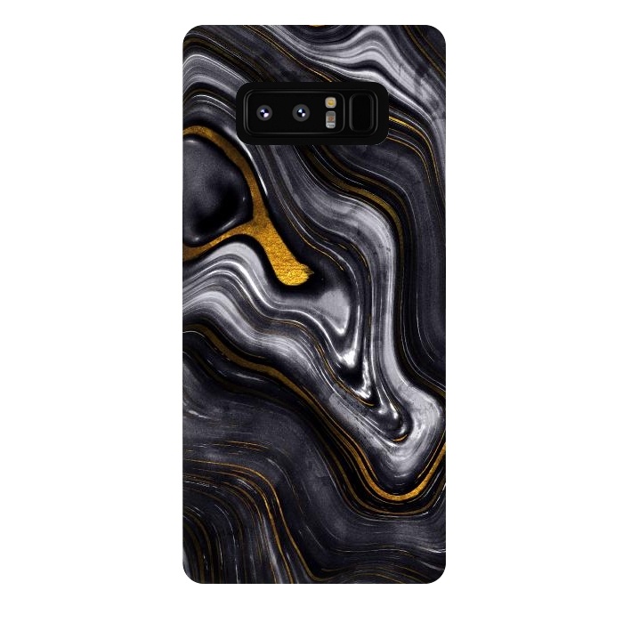 Galaxy Note 8 StrongFit Trend Black White and Faux Gold Malachite Agate  by  Utart