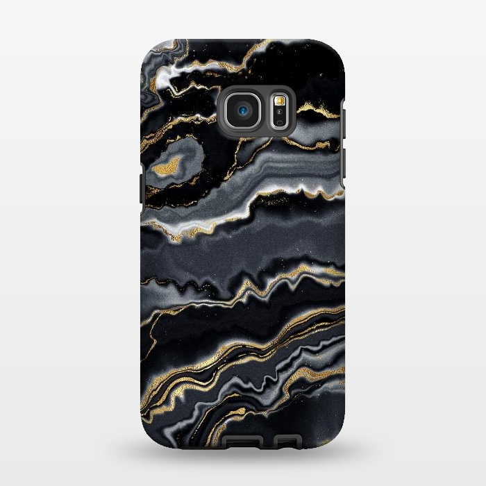 Galaxy S7 EDGE StrongFit Faux Gold Black Gray Trendy Agate by  Utart