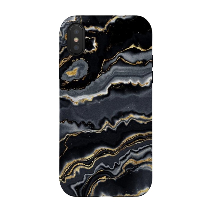 iPhone Xs / X StrongFit Faux Gold Black Gray Trendy Agate by  Utart