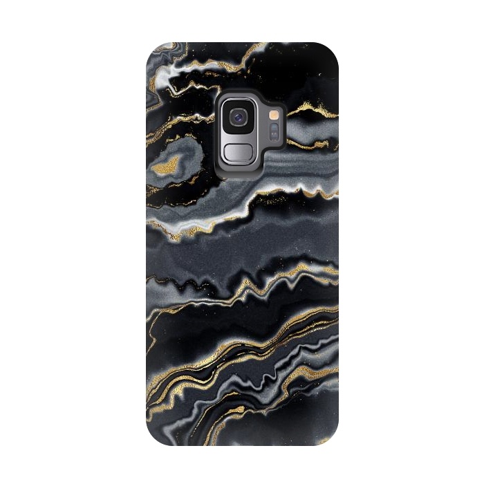 Galaxy S9 StrongFit Faux Gold Black Gray Trendy Agate by  Utart
