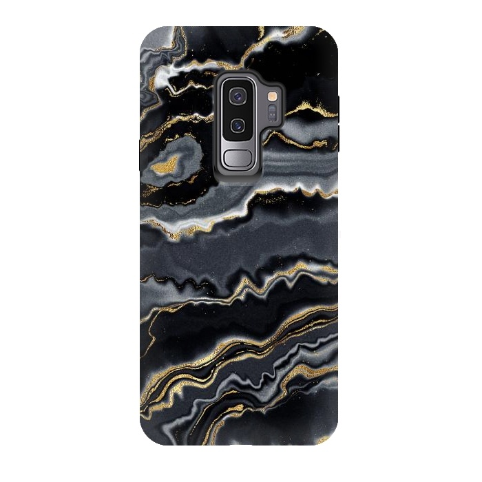 Galaxy S9 plus StrongFit Faux Gold Black Gray Trendy Agate by  Utart