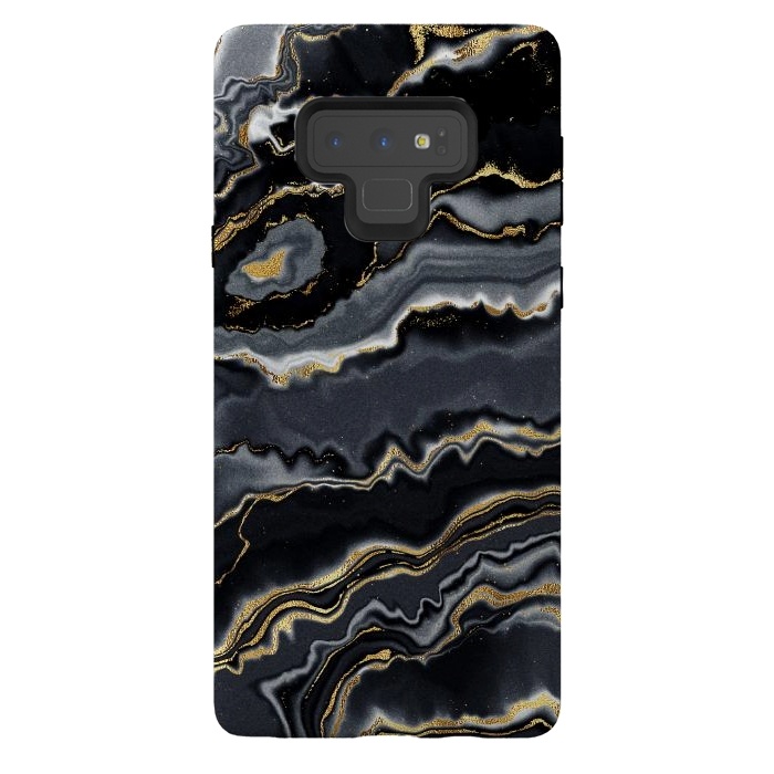 Galaxy Note 9 StrongFit Faux Gold Black Gray Trendy Agate by  Utart