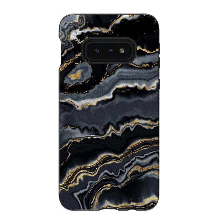 Galaxy S10e StrongFit Faux Gold Black Gray Trendy Agate by  Utart