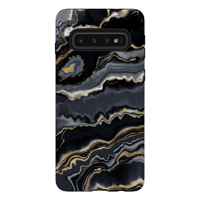 Galaxy S10 StrongFit Faux Gold Black Gray Trendy Agate by  Utart