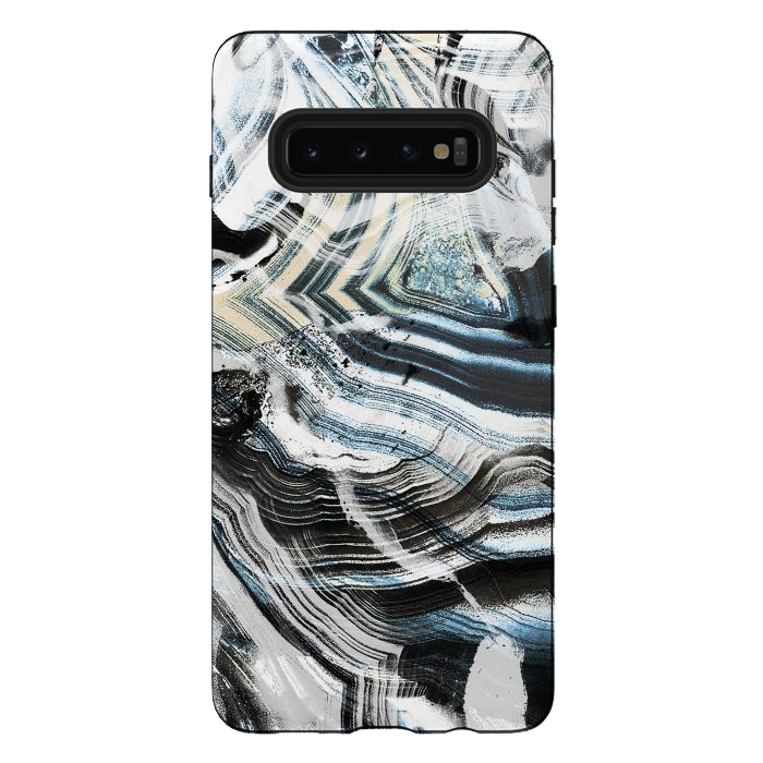 Galaxy S10 plus StrongFit Precious geode marble brushstrokes by Oana 