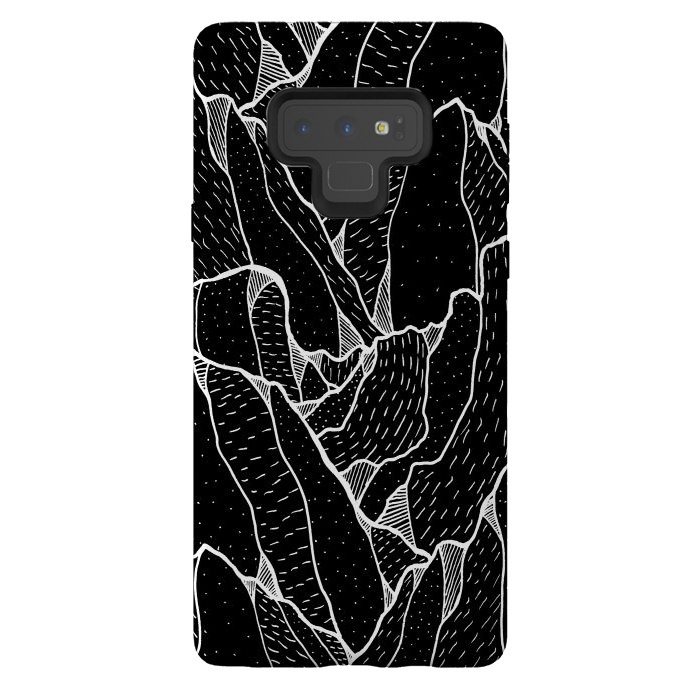 Galaxy Note 9 StrongFit Black and white pattern hills by Steve Wade (Swade)