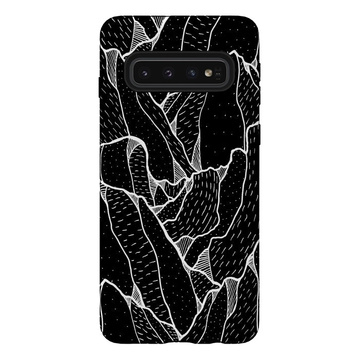 Galaxy S10 StrongFit Black and white pattern hills by Steve Wade (Swade)