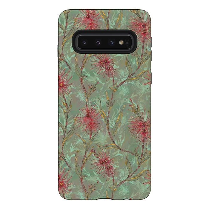Galaxy S10 StrongFit Red Gum Flower by Lotti Brown