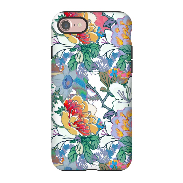 iPhone 7 StrongFit Colorful line art flowers pattern by Oana 