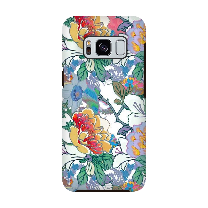 Galaxy S8 StrongFit Colorful line art flowers pattern by Oana 