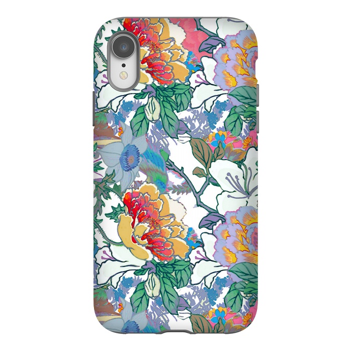 iPhone Xr StrongFit Colorful line art flowers pattern by Oana 