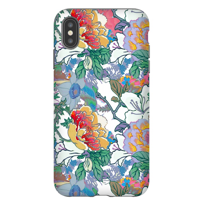 iPhone Xs Max StrongFit Colorful line art flowers pattern by Oana 